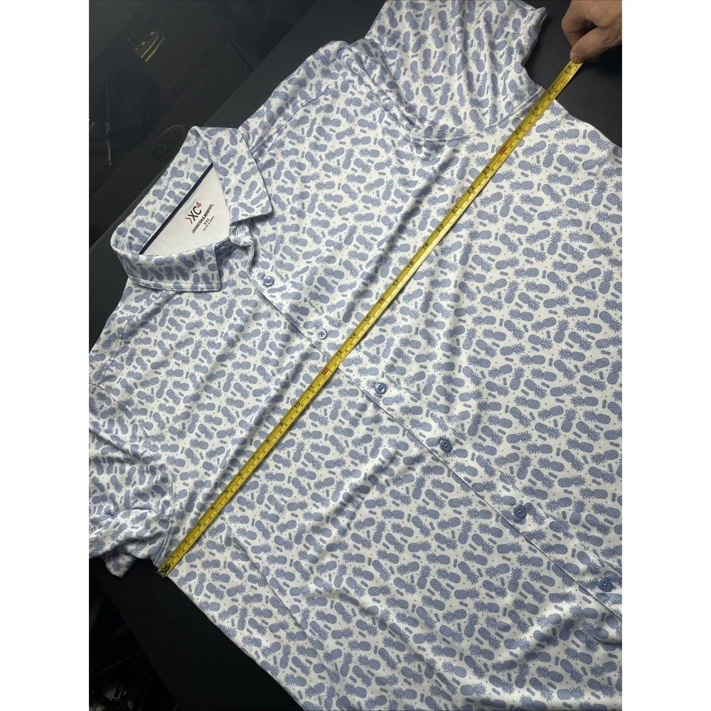 Johnston & Murphy XC4 Pineapple 2XL Short Sleeve Button Up Stretch Perfect - Picture 4 of 11